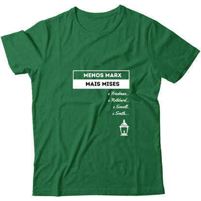 Camiseta - Menos Marx Mais Mises e Mais - Juventude Livre