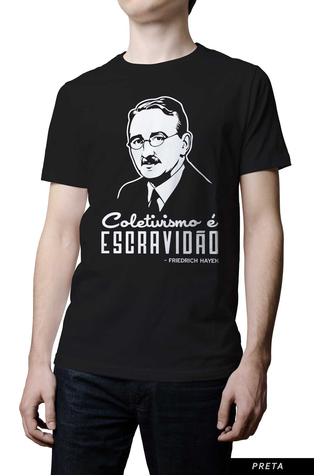 Camiseta - Hayek - Coletivismo é Escravidão